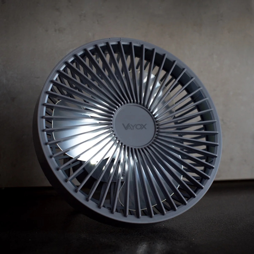 Aufladbarer LED-Tischventilator mit LED-Beleuchtung LED/2W/5V USB 2400 mAh grau