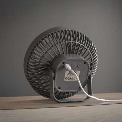 Aufladbarer LED-Tischventilator mit LED-Beleuchtung LED/2W/5V USB 2400 mAh grau