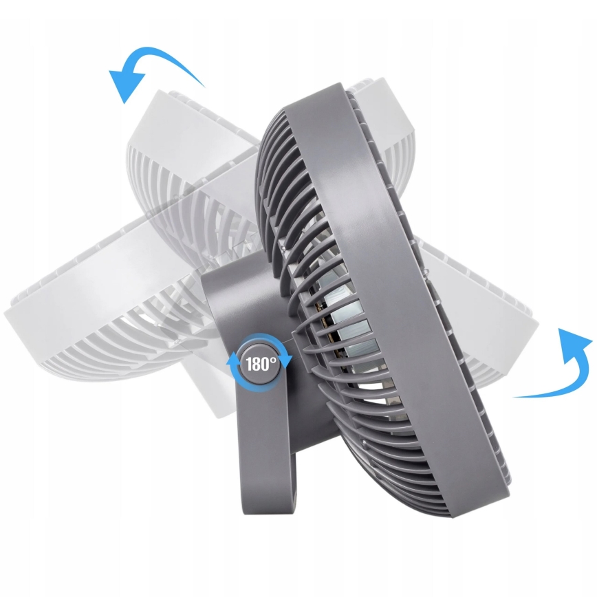 Aufladbarer LED-Tischventilator mit LED-Beleuchtung LED/2W/5V USB 2400 mAh grau
