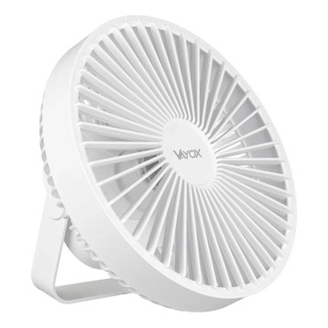 Aufladbarer LED-Tischventilator mit LED-Beleuchtung LED/2W/5V USB 2400 mAh weiß