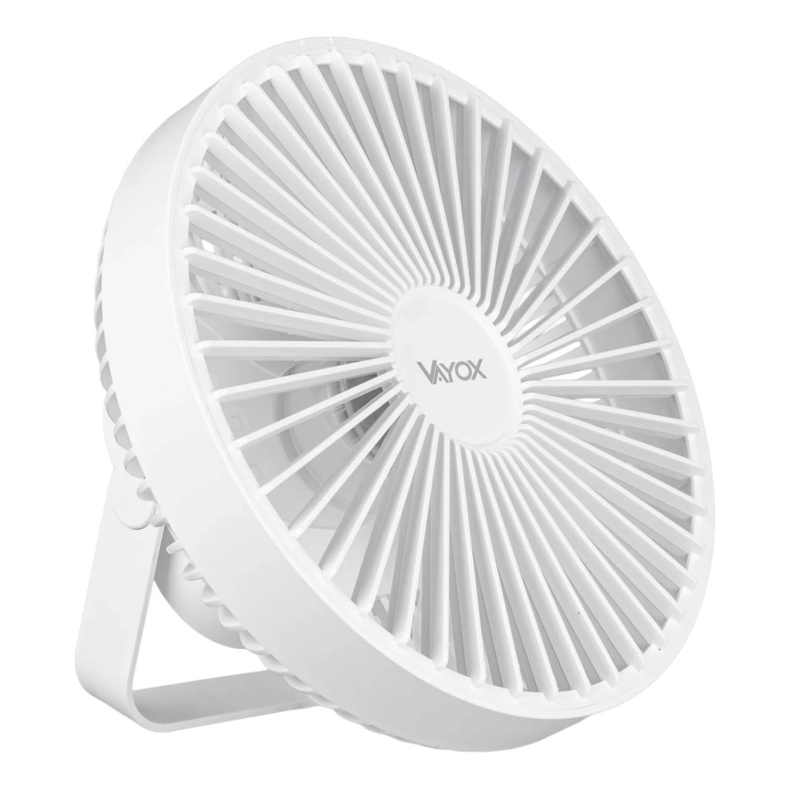 Aufladbarer LED-Tischventilator mit LED-Beleuchtung LED/2W/5V USB 2400 mAh weiß