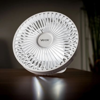Aufladbarer LED-Tischventilator mit LED-Beleuchtung LED/2W/5V USB 2400 mAh weiß