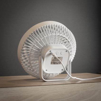 Aufladbarer LED-Tischventilator mit LED-Beleuchtung LED/2W/5V USB 2400 mAh weiß