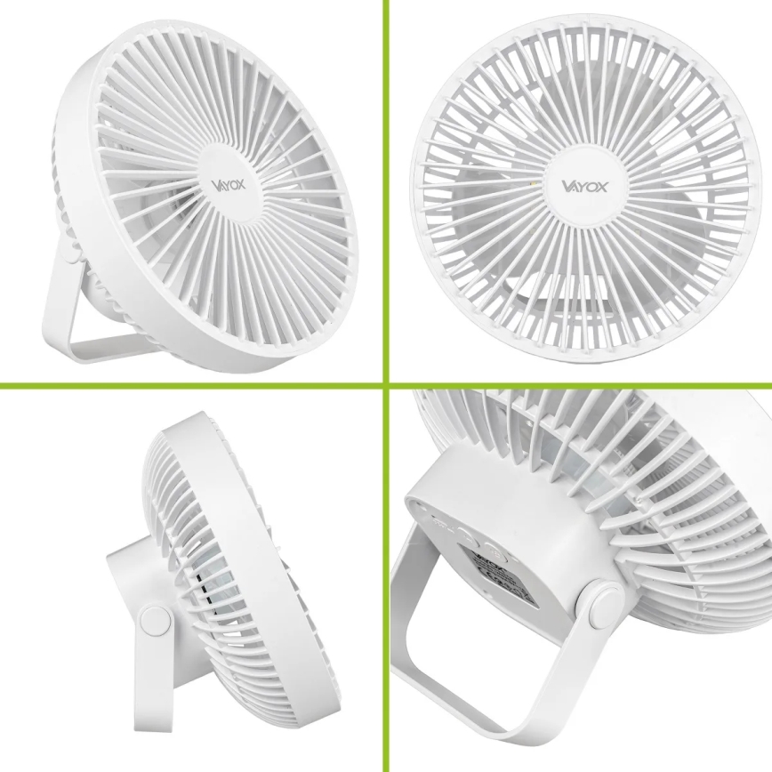 Aufladbarer LED-Tischventilator mit LED-Beleuchtung LED/2W/5V USB 2400 mAh weiß