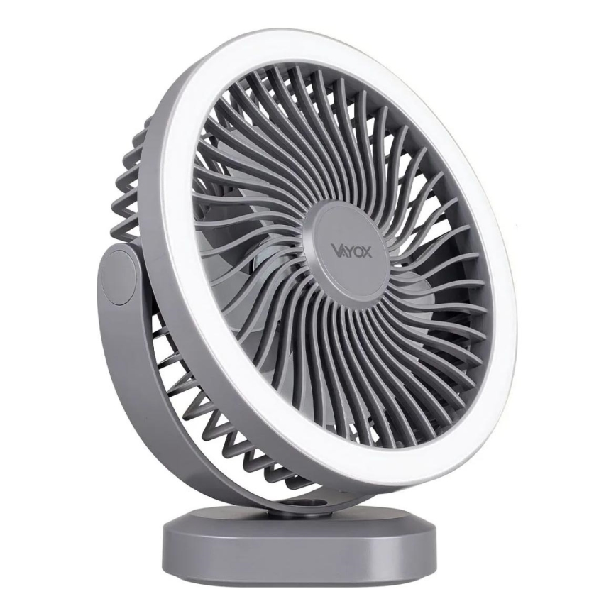 Aufladbarer LED-Tischventilator mit LED-Beleuchtung LED/3W/5V USB 2400 mAh grau