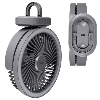 Aufladbarer LED-Tischventilator mit LED-Beleuchtung LED/3W/5V USB 2400 mAh grau