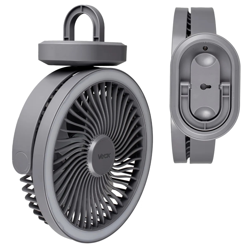 Aufladbarer LED-Tischventilator mit LED-Beleuchtung LED/3W/5V USB 2400 mAh grau