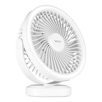 Aufladbarer LED-Tischventilator mit LED-Beleuchtung LED/3W/5V USB 2400 mAh weiß