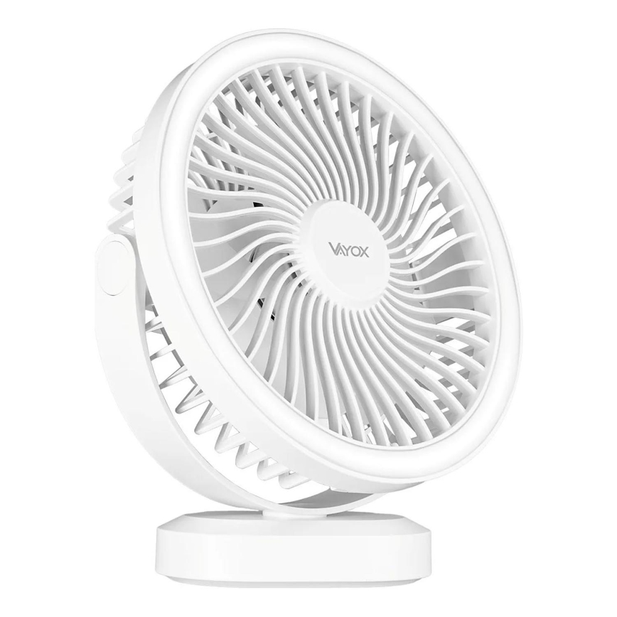 Aufladbarer LED-Tischventilator mit LED-Beleuchtung LED/3W/5V USB 2400 mAh weiß