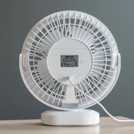 Aufladbarer LED-Tischventilator mit LED-Beleuchtung LED/3W/5V USB 2400 mAh weiß