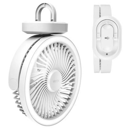 Aufladbarer LED-Tischventilator mit LED-Beleuchtung LED/3W/5V USB 2400 mAh weiß