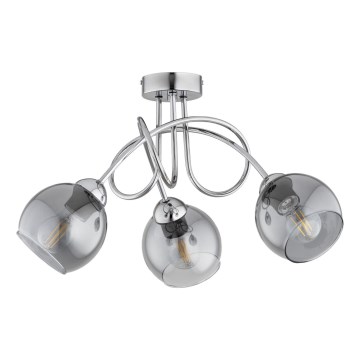 Aufputz-Deckenleuchte ARMA 3xE27/15W/230V Glanzchrom/Schwarz/Rauchglas