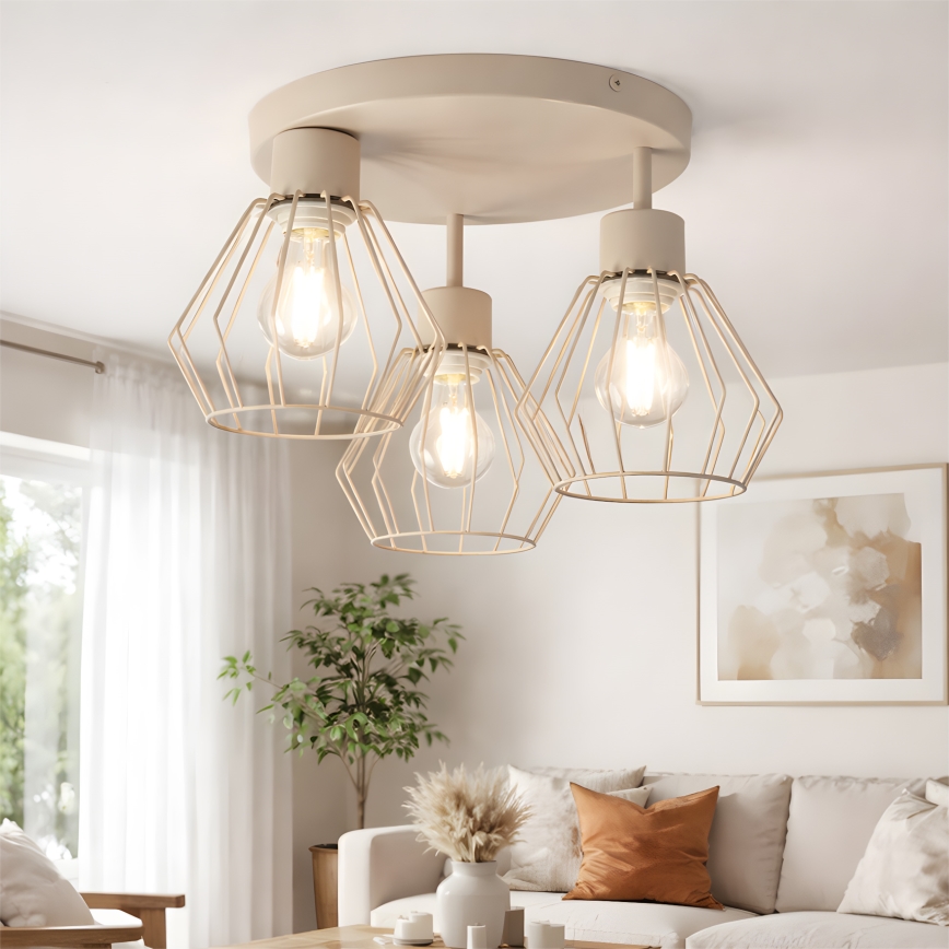 Aufputz-Deckenleuchte AUDREY 3xE27/60W/230V beige
