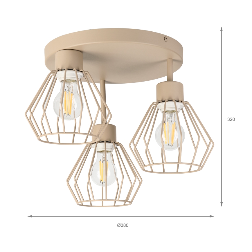 Aufputz-Deckenleuchte AUDREY 3xE27/60W/230V beige