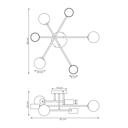 Aufputz-Deckenleuchte HOLON 3xG9/8W/230V + 3xGX53/12W grau