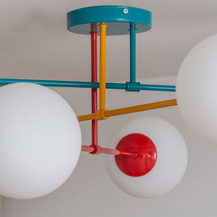 Aufputz-Deckenleuchte MOON 6xE27/15W/230V türkis/gelb/rot