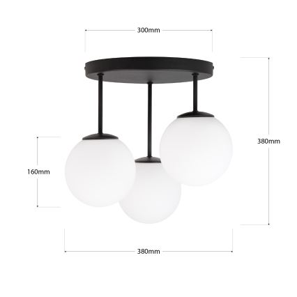 Aufputz-Deckenleuchte MOONLIGHT 3xE27/15W/230V schwarz