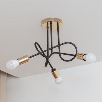 Aufputz-Deckenleuchte OXFORD 3xE27/15W/230V gold/schwarz