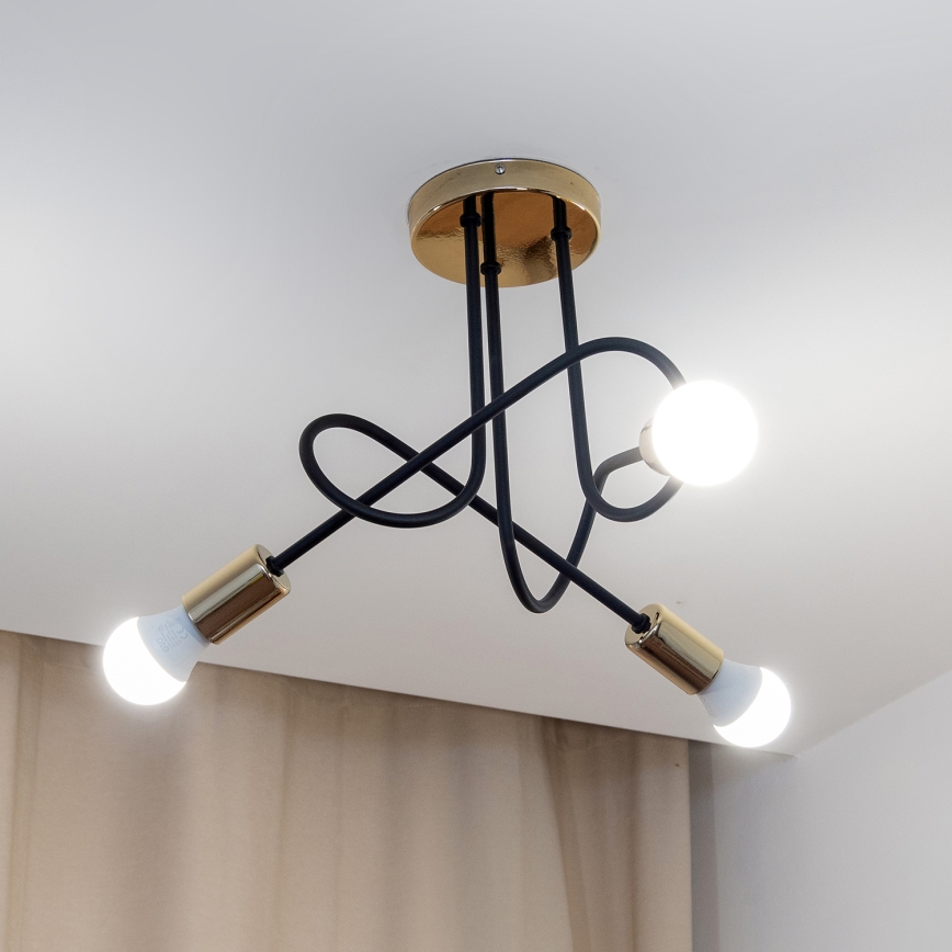 Aufputz-Deckenleuchte OXFORD 3xE27/15W/230V gold/schwarz