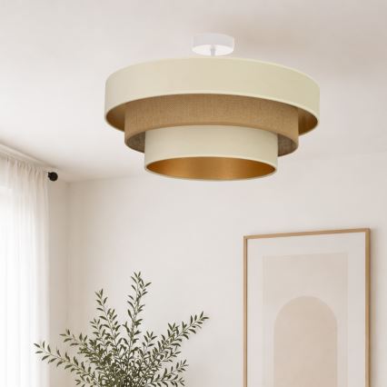 Aufputz-Deckenleuchte WENTA 1x E27/60 W/230 V Ø 50 cm Beige/Jute