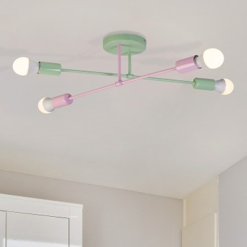 Aufputz-Kronleuchter CAMBRIDGE 4xE27/15W/230V grün/rosa