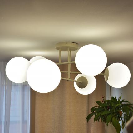 Aufputz-Kronleuchter MOON 6xE27/15W/230V cremefarben