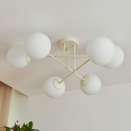 Aufputz-Kronleuchter MOON 6xE27/15W/230V cremefarben