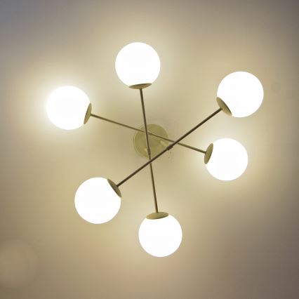 Aufputz-Kronleuchter MOON 6xE27/15W/230V cremefarben