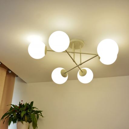 Aufputz-Kronleuchter MOON 6xE27/15W/230V cremefarben