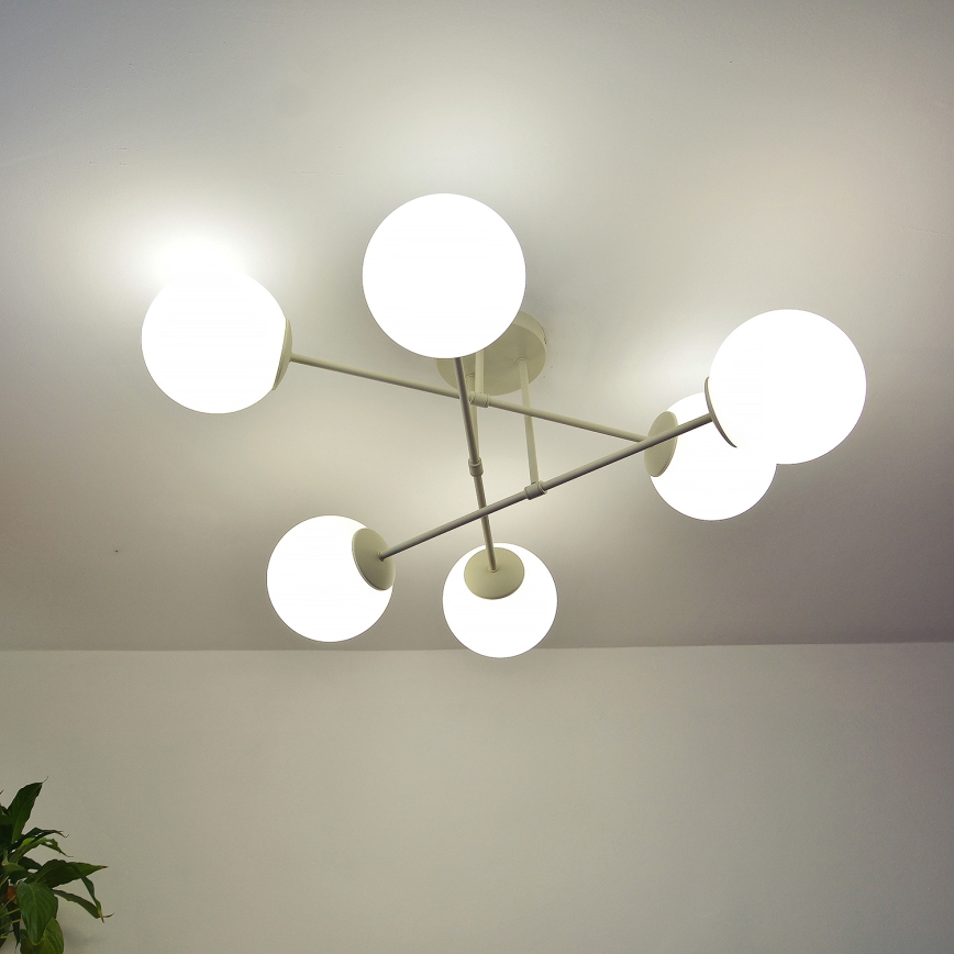 Aufputz-Kronleuchter MOON 6xE27/15W/230V cremefarben