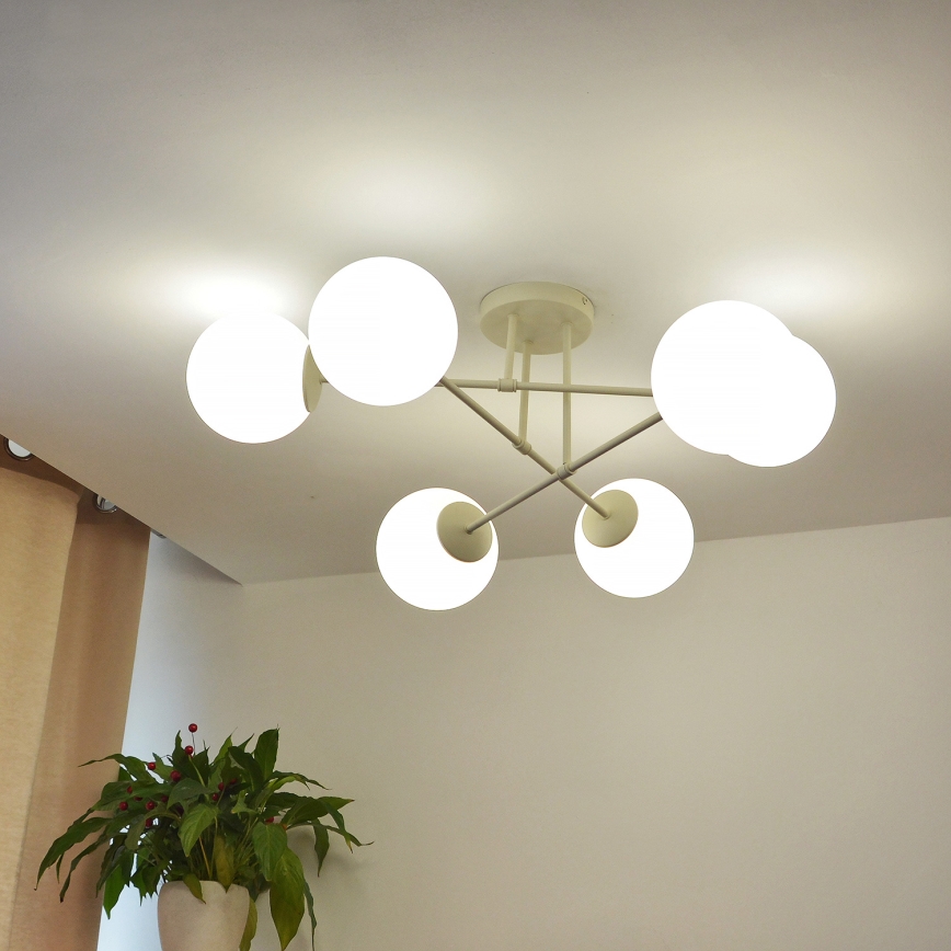 Aufputz-Kronleuchter MOON 6xE27/15W/230V cremefarben