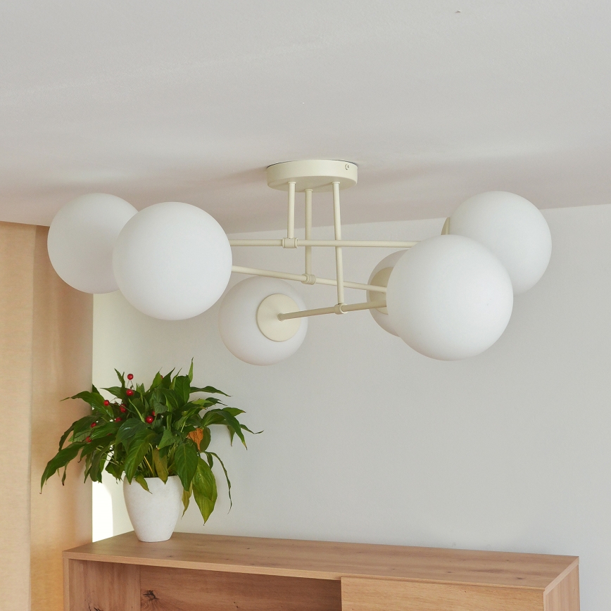 Aufputz-Kronleuchter MOON 6xE27/15W/230V cremefarben