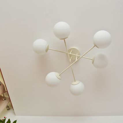 Aufputz-Kronleuchter MOON 6xE27/15W/230V cremefarben