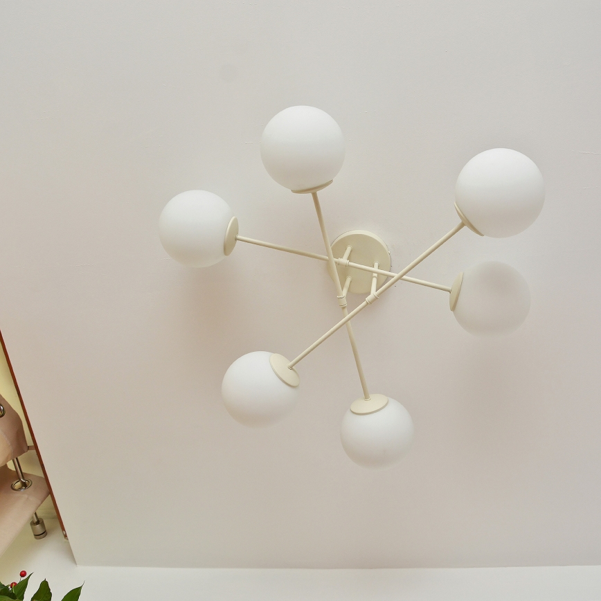 Aufputz-Kronleuchter MOON 6xE27/15W/230V cremefarben