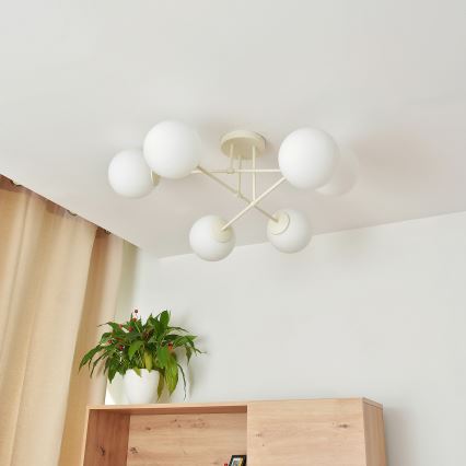 Aufputz-Kronleuchter MOON 6xE27/15W/230V cremefarben