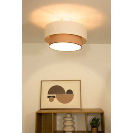 Aufputz-Kronleuchter NATIA 1xE27/60W/230V Ø 45 cm weiß/braun