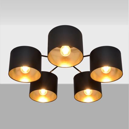 Aufsatzkronleuchter ALBA 5xE27/15W/230V schwarz/gold