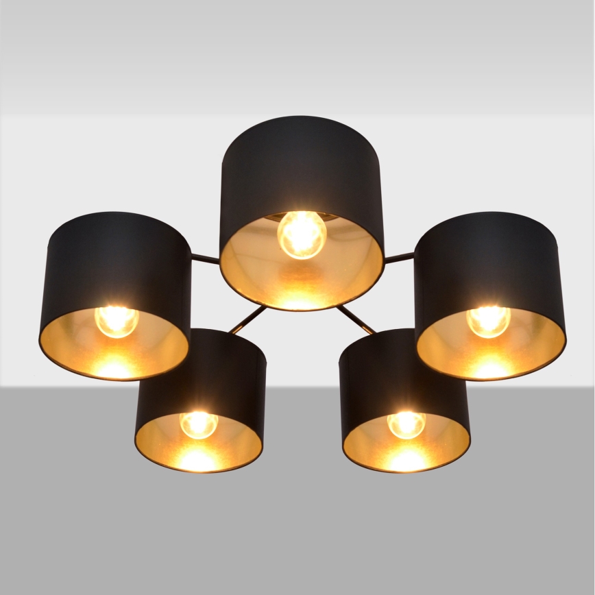 Aufsatzkronleuchter ALBA 5xE27/15W/230V schwarz/gold