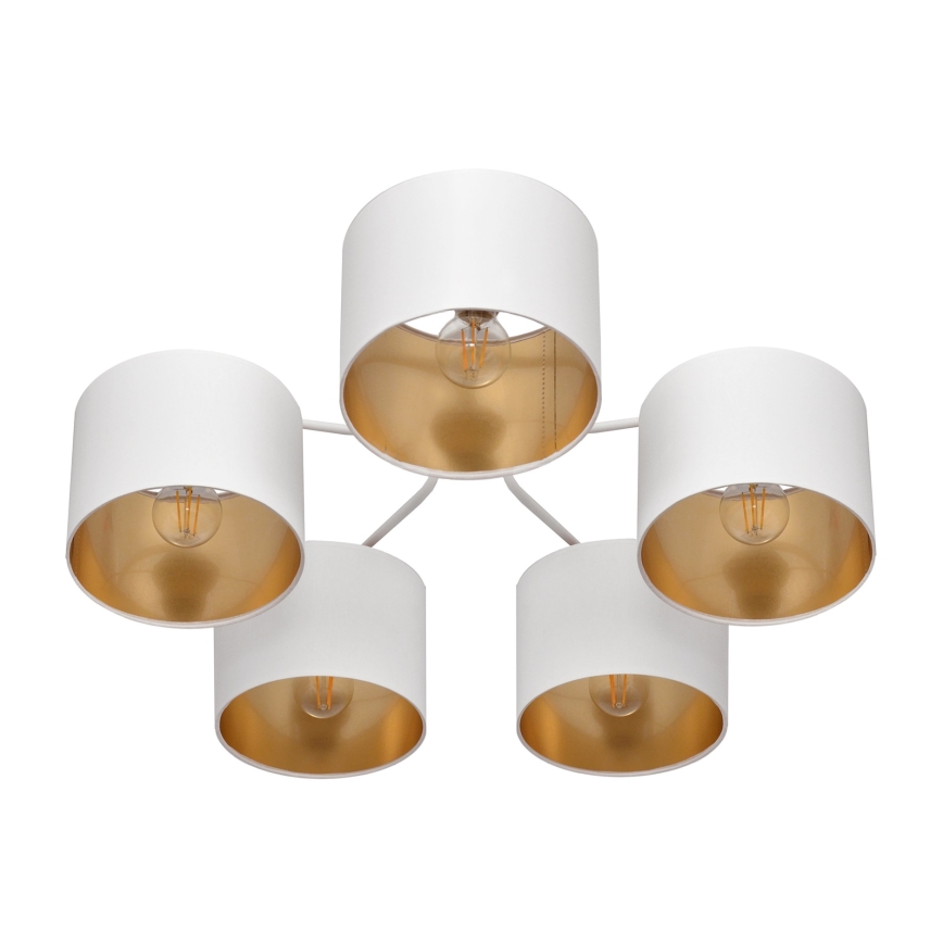 Aufsatzkronleuchter ALBA 5xE27/15W/230V weiß/gold