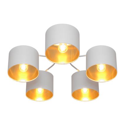 Aufsatzkronleuchter ALBA 5xE27/15W/230V weiß/gold