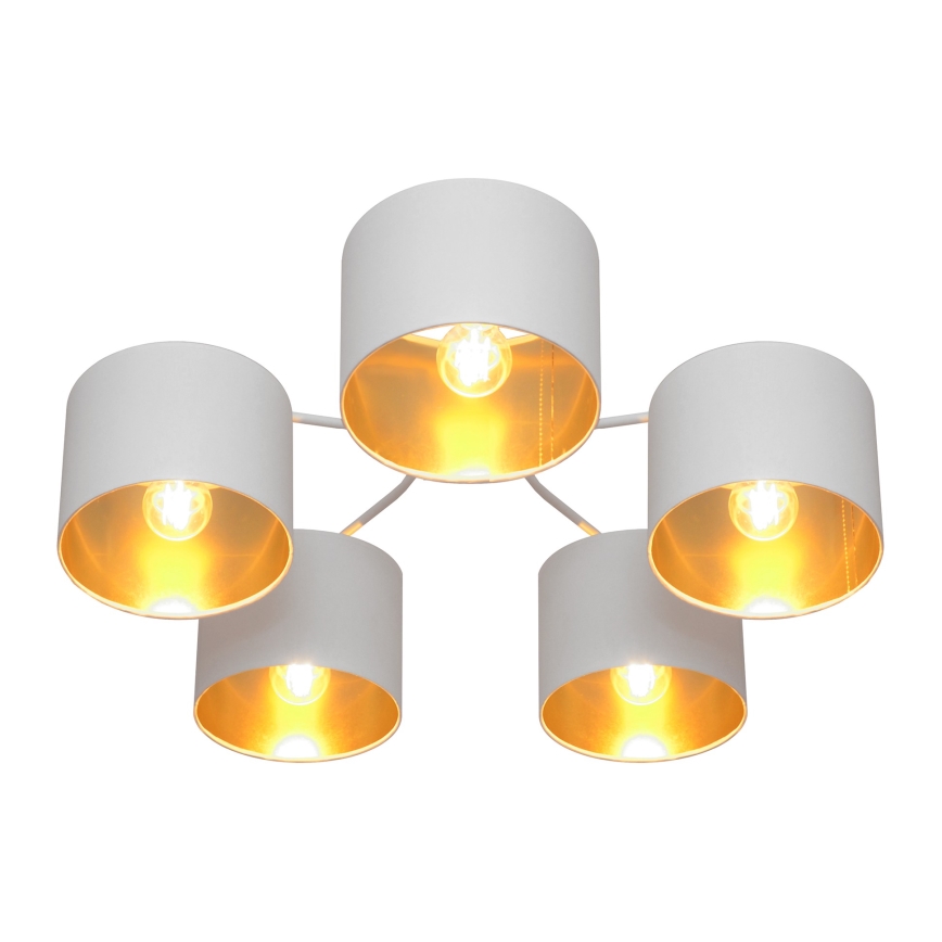 Aufsatzkronleuchter ALBA 5xE27/15W/230V weiß/gold