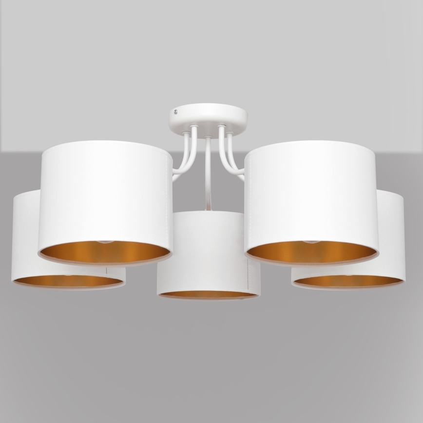 Aufsatzkronleuchter ALBA 5xE27/15W/230V weiß/gold