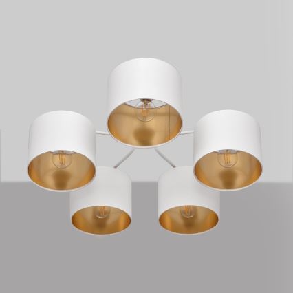 Aufsatzkronleuchter ALBA 5xE27/15W/230V weiß/gold
