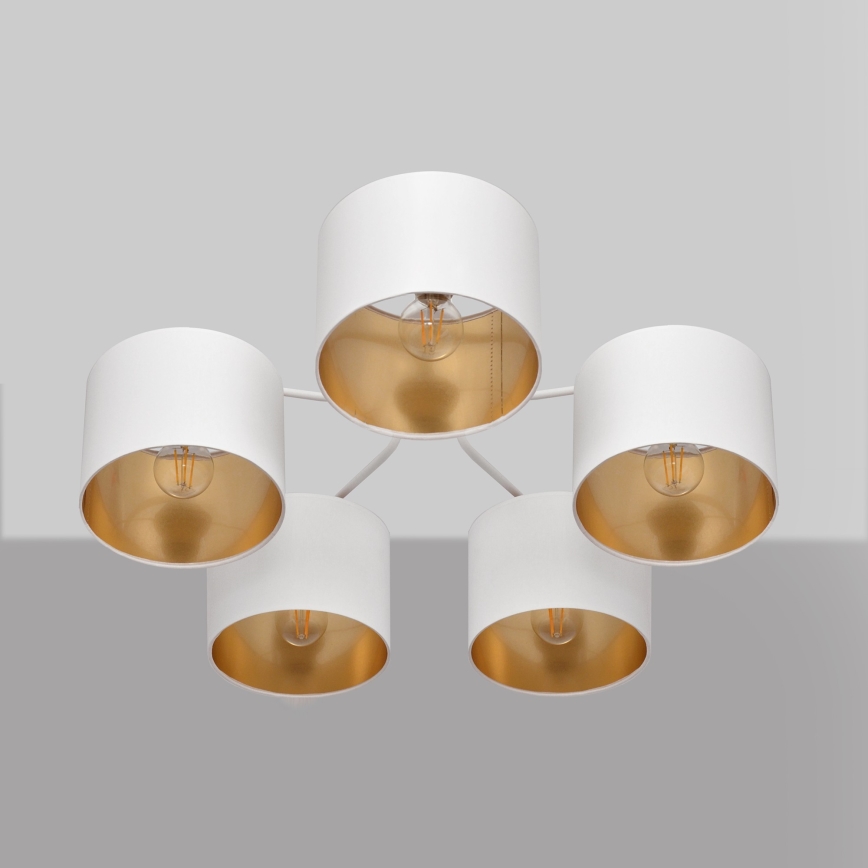 Aufsatzkronleuchter ALBA 5xE27/15W/230V weiß/gold
