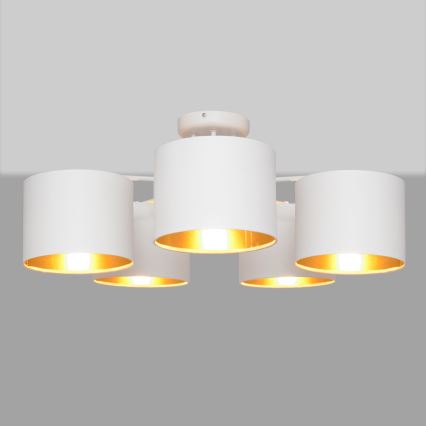 Aufsatzkronleuchter ALBA 5xE27/15W/230V weiß/gold