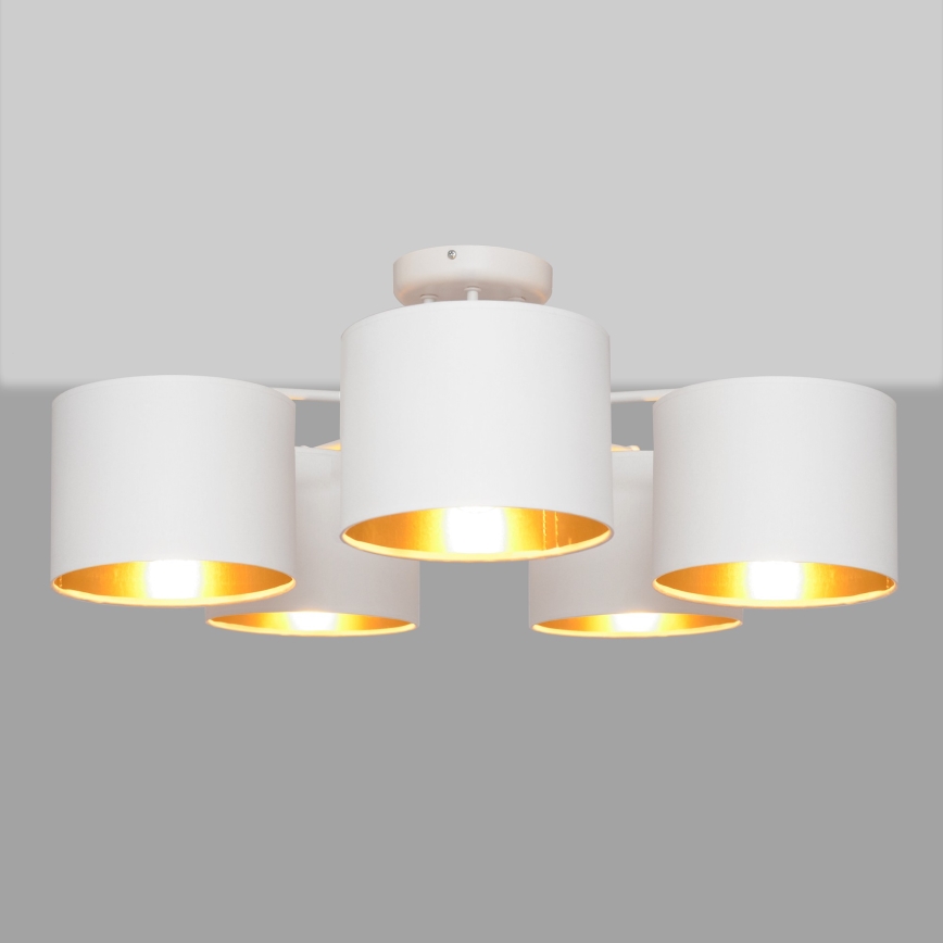 Aufsatzkronleuchter ALBA 5xE27/15W/230V weiß/gold