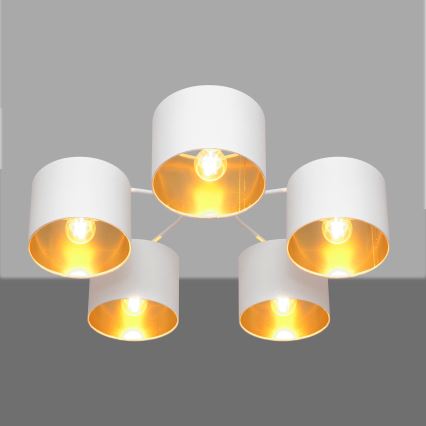 Aufsatzkronleuchter ALBA 5xE27/15W/230V weiß/gold