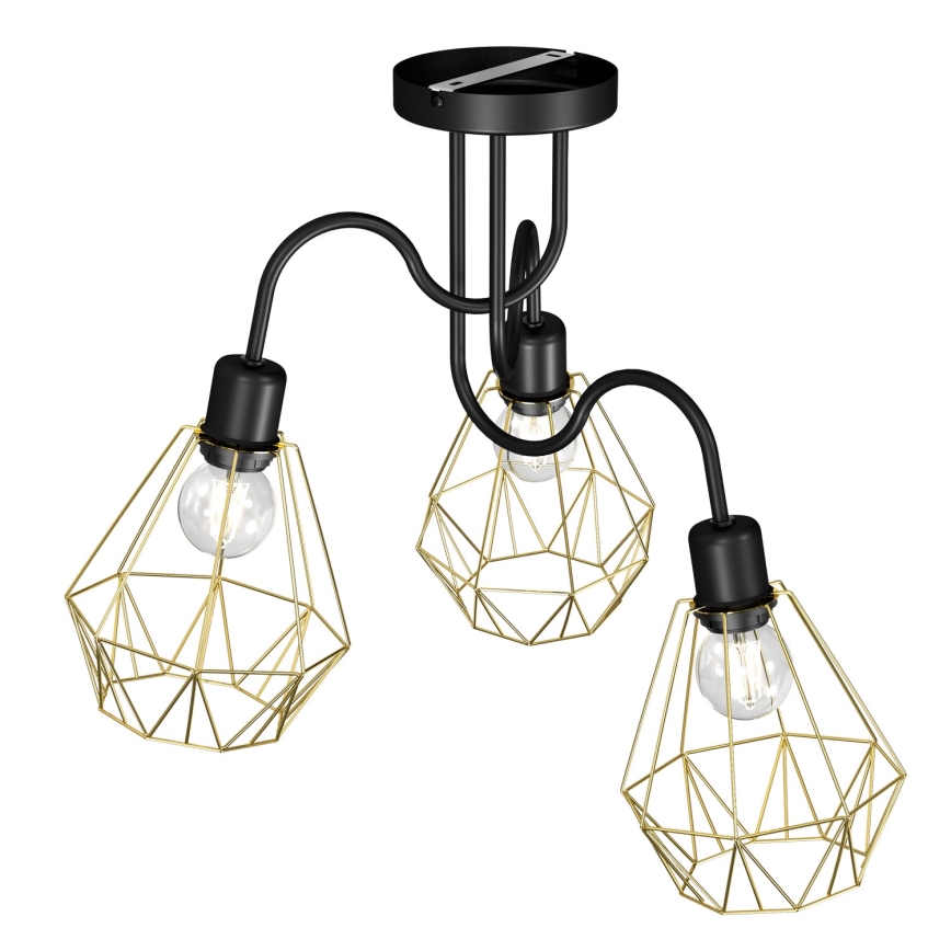 Aufsatzkronleuchter BERGEN 3xE27/60W/230V schwarz/gold