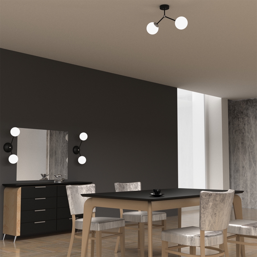 Aufsatzkronleuchter JOY 2xE14/40W/230V schwarz/chrom glänzend