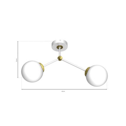 Aufsatzkronleuchter JOY 2xE14/40W/230V weiß/gold